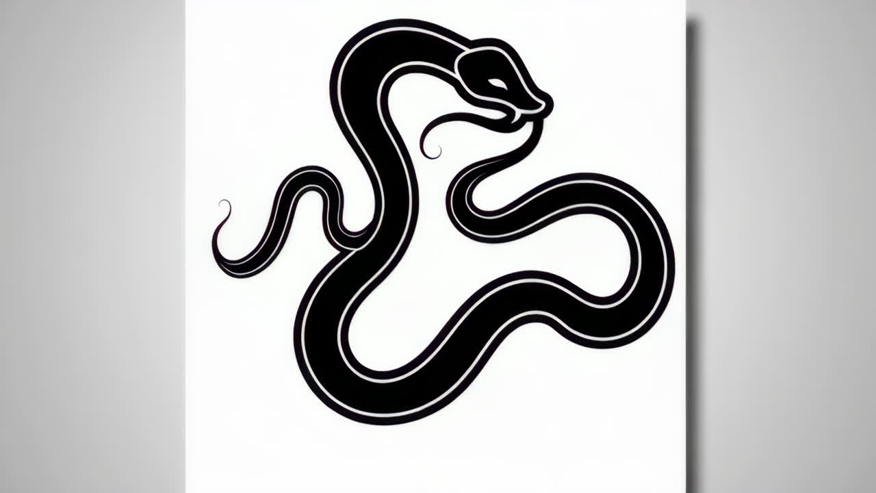 Stylized Black Snake Silhouette on White Background