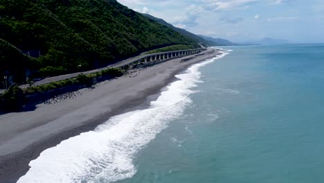 highway by the sea and beautiful waves in a tropical country