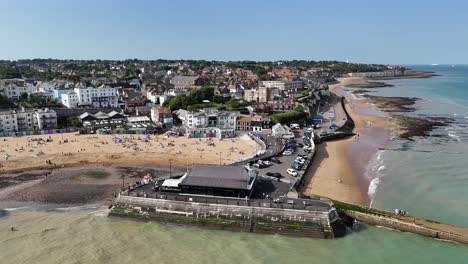 broadstairs kent seaside town uk panning drone,aerial harbour