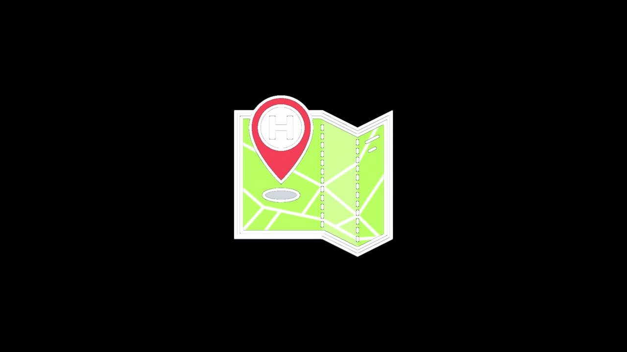 Animated Map Icon with Hospital Location Pin