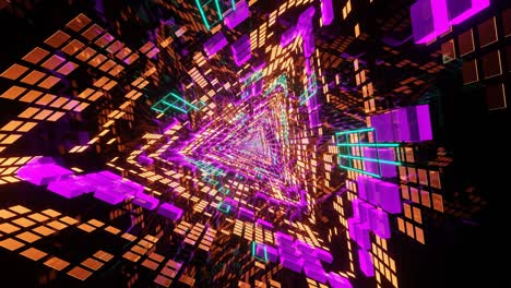 vj loop iridescent lights festive triangular tunnel.