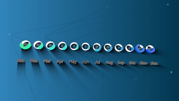 Animation of calendar over blue background