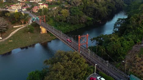 aerial over the hawkesworth bridge and san ignacio in belize