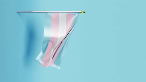 video vertical de la bandera del orgullo transgénero ondeando contra un fondo azul, 3d