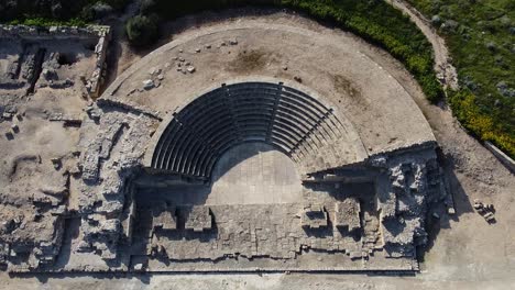 wide aerial view of an ancient greek odeon, amphitheater