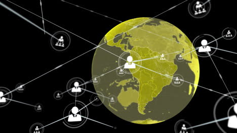 conectores en movimiento y datos digitales con globo digital