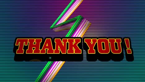 animation of thank you in digital abstract space with colorful lines