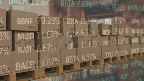 procesamiento de datos del mercado de valores contra múltiples cajas de entrega en la cinta transportadora