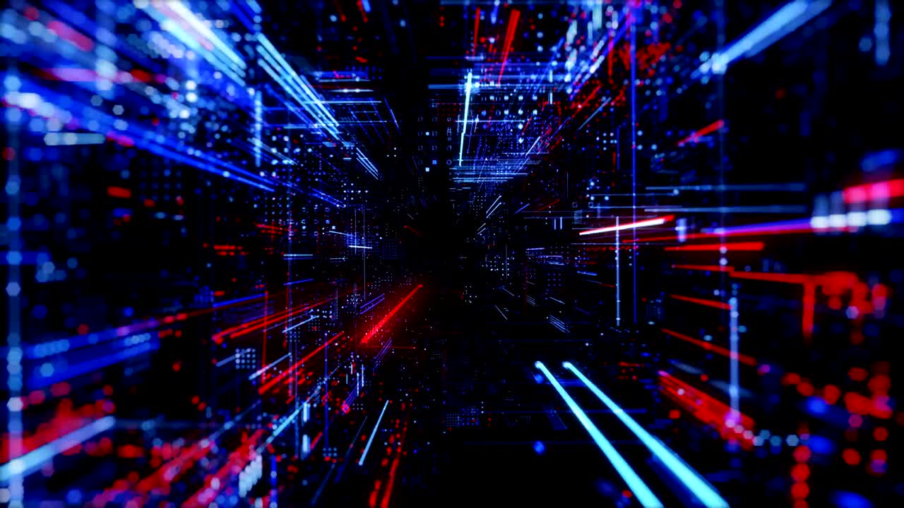 ciudad virtual digital abstracta. escaneo de la ciudad para el concepto de ataque de hackers. render 3d 4k bucle