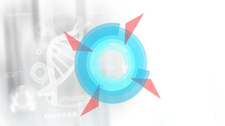 Animation of scientific data processing over dna strand spinning