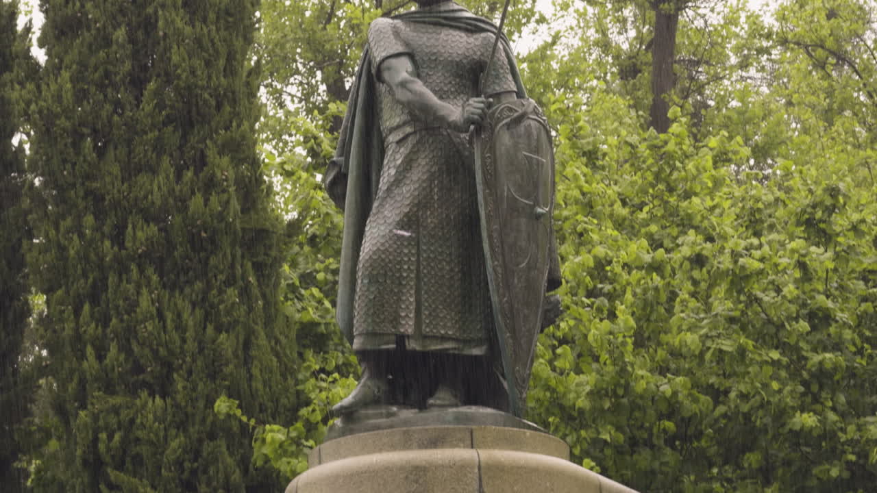Historical Coat Of Arms Under Statue Of King Afonso Henriques At Guimaraes