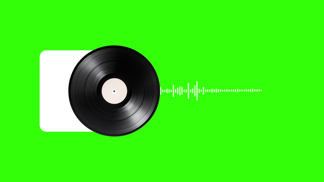 Disco in Vinile con Equalizzatore Audio su Schermo Verde