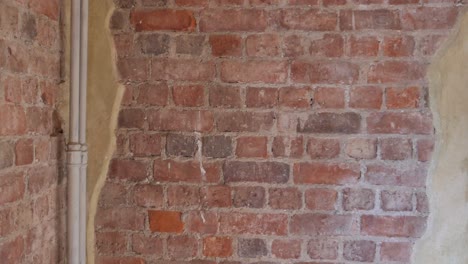 close-up of an old red brick wall