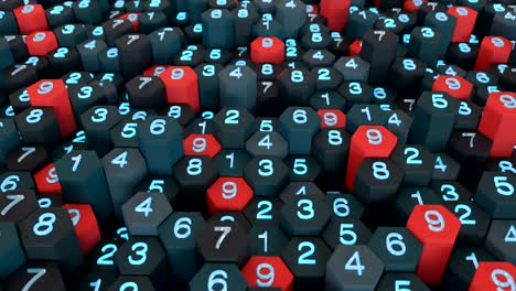 4k cuadrícula de panal abstracta con números aleatorios.