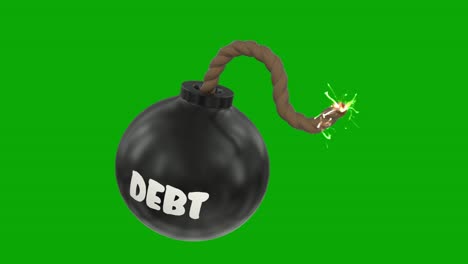 Debt-bomb-cartoon-toon-fuse-burning-lit-timer-sparks-sphere-ball-loop-4k