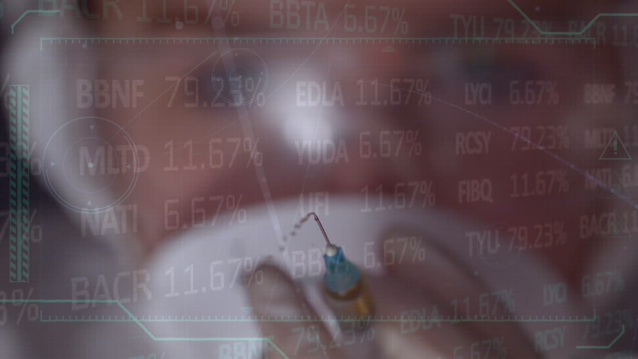 анимация обработки данных над кавказским ученым с вакциной