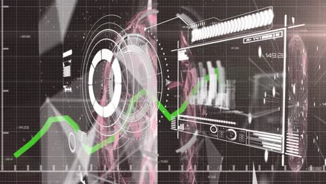 Animación-De-Línea-Verde,-Escaneo-De-Alcance-Y-Procesamiento-De-Datos