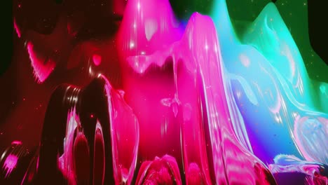 abstract 3d festive background like surface of sweetness with beautiful waves run on very shiny, glossy surface with glow glitter, luminous sparkles, bright rainbow color gradient. 4k looped animation