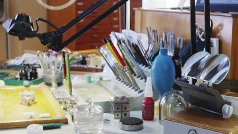 worktop of horologist with the equipments