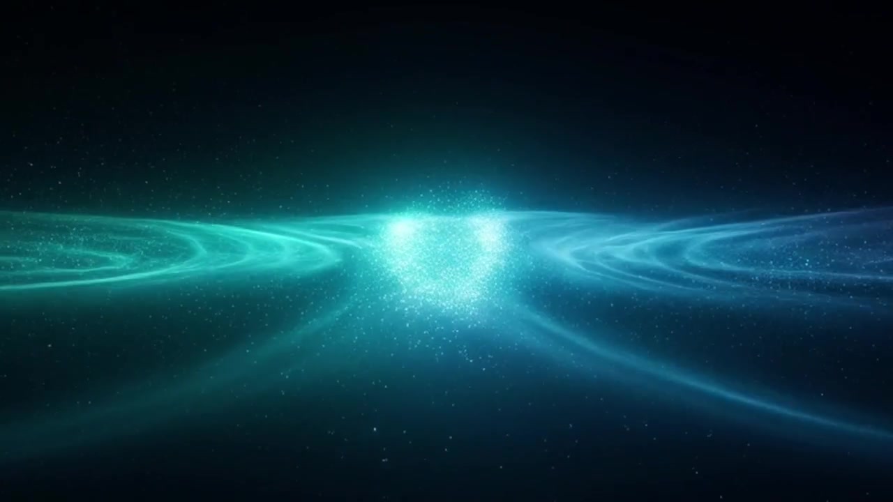 Abstract Motion Background with Glowing Teal and Blue Particles