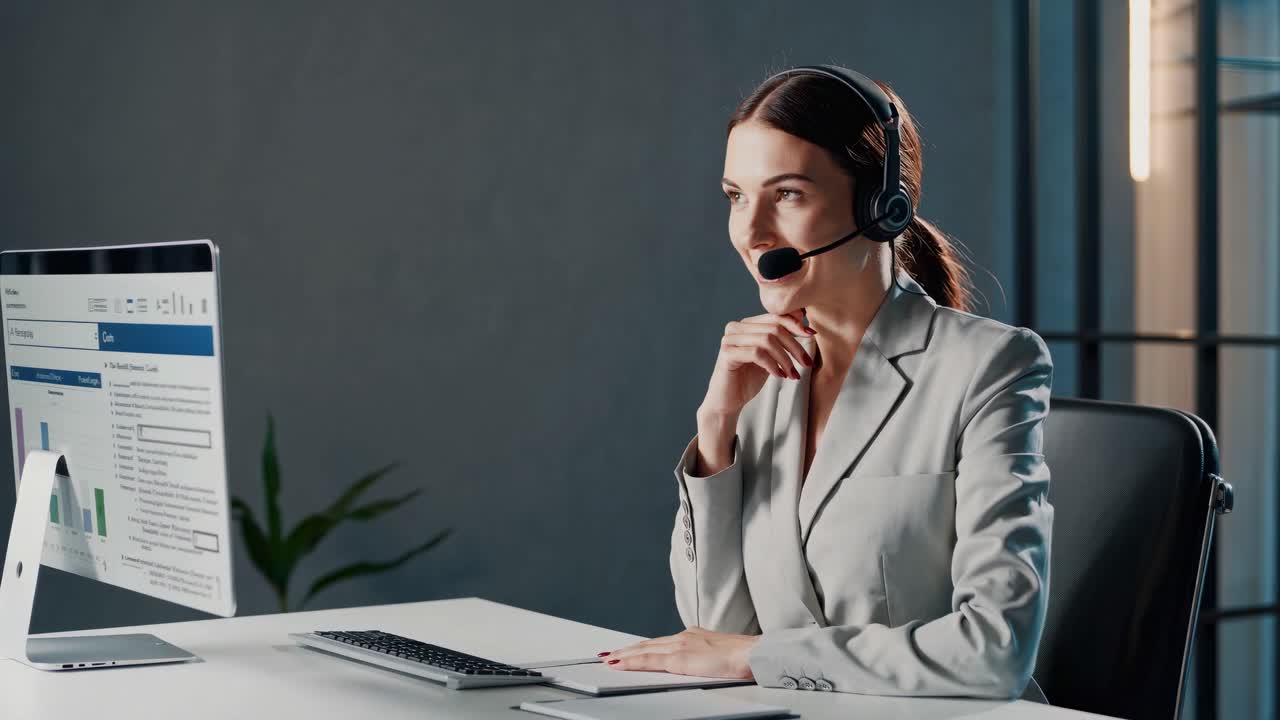 mujer de negocios en un centro de llamadas