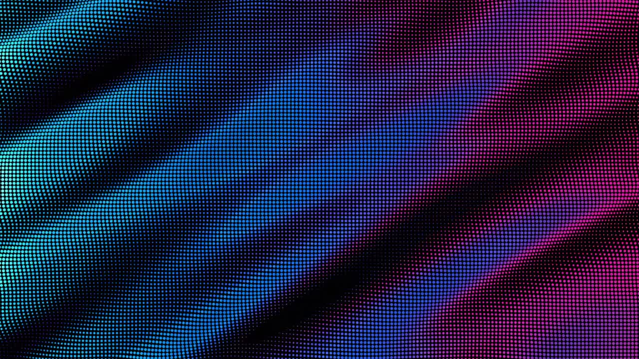 Looped waves of colorful points. Digital data splash of point array. Futuristic smooth glitch UI element