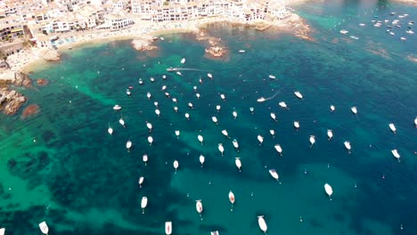 un mar de barcos amarrados en calella de palafrugell, costa brava, cataluña, españa