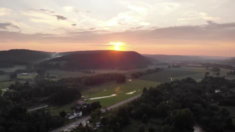 sunset view of the drone in maine, united states of america