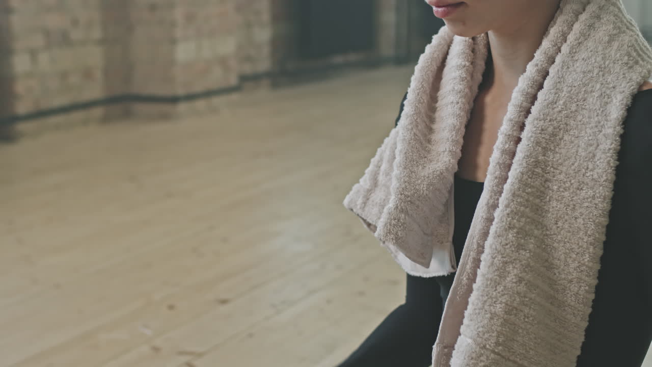 Tired Ballerina After Training In Dance Studio