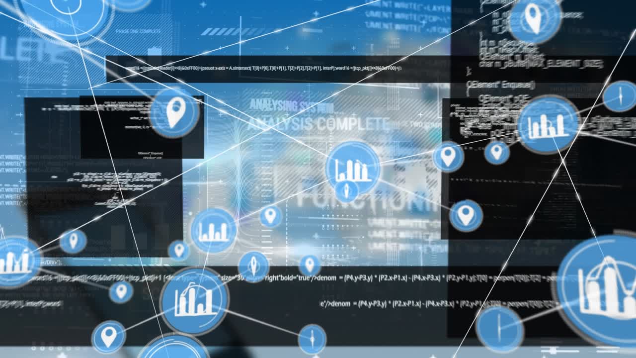 Animation of network of connections over data processing