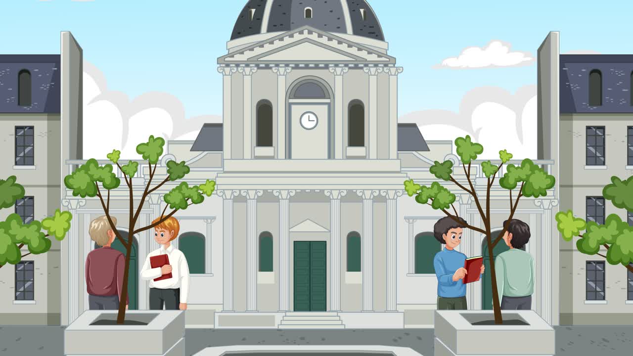 계절과 상호 작용을 통해 사각형의 시간 흐름.