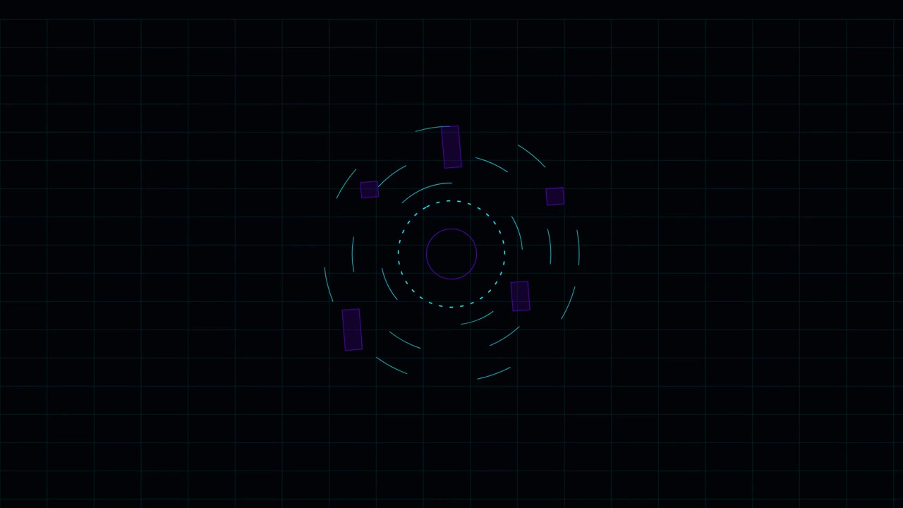 Abstract Digital HUD Interface with Rotating Geometric Elements