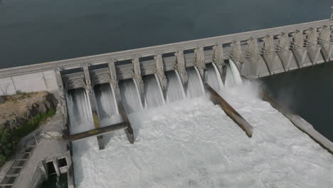 Drone-aerial-of-a-hydroelectric-dam-along-the