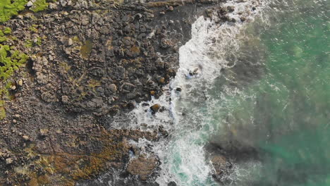 top down view of the rocky shore in northern ireland