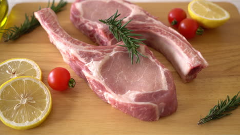 fresh pork chop raw with ingredient