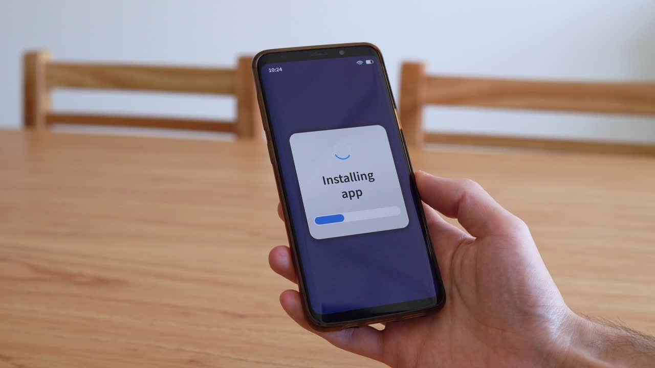 Intalling new app on your smartphone. Process of downloading new applications from the store