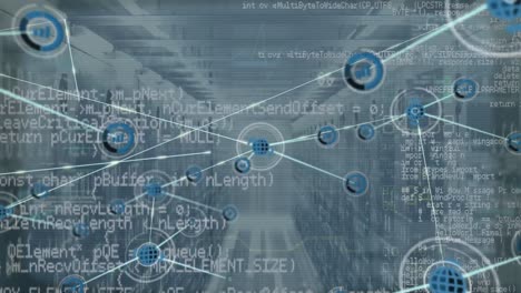 animation of network of connections over server room