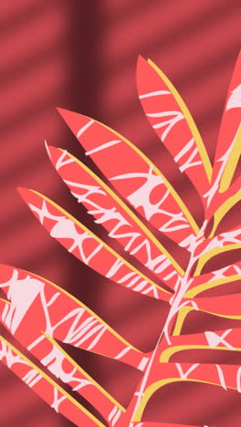 animation of plant over leaves and window shadow on red background