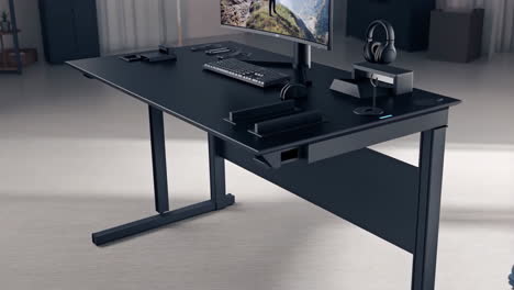 setting up a modern gaming desk and computer accessories