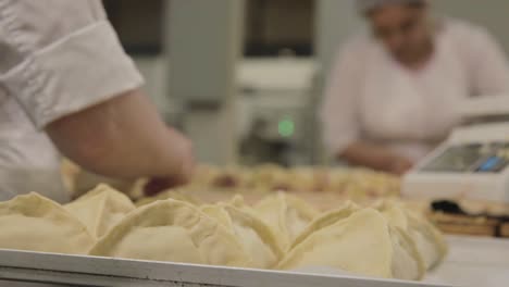 production of pies in industrial kitchen