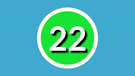 number twenty two 22 sign symbol animation motion graphics on green sphere on blue background,4k cartoon video number for video elements