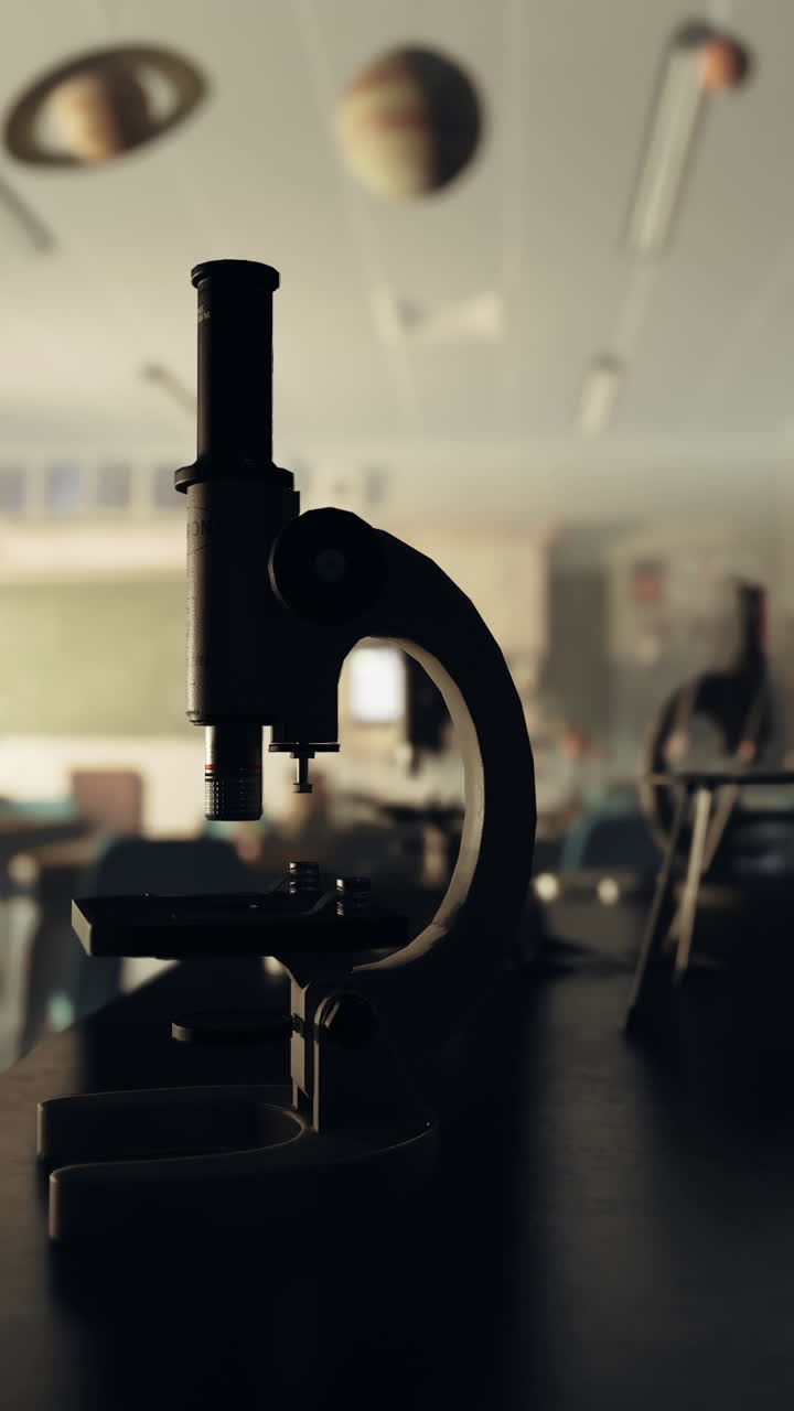 microscopio en un aula de ciencias