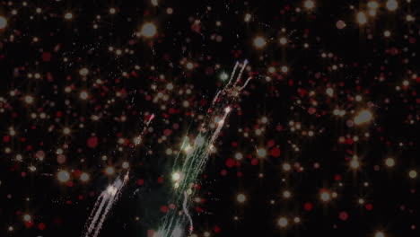animación de patrón en zigzag sobre fuegos artificiales explotando y puntos brillantes