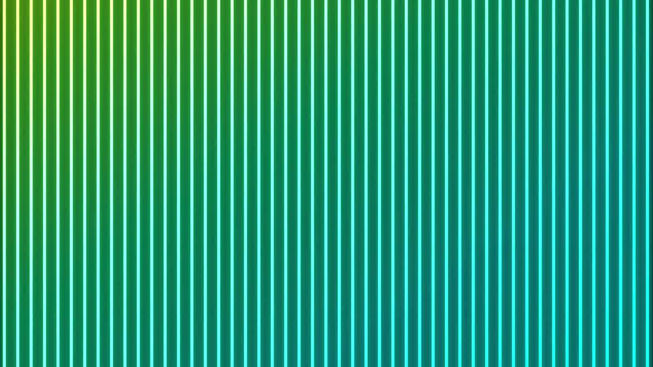 animación de líneas verticales brillantes de neón de verde a azul sobre un fondo negro