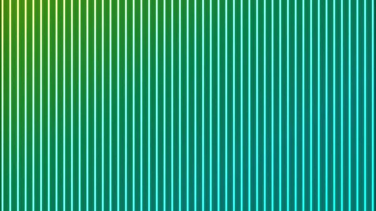 Animation of glowing vertical neon green to blue lines on black background