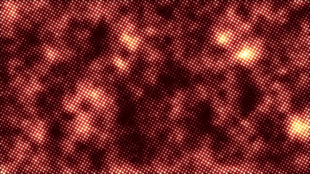 Halftone dots texture motion with waving glowing defocused particles background. Seamless loop 4k animation