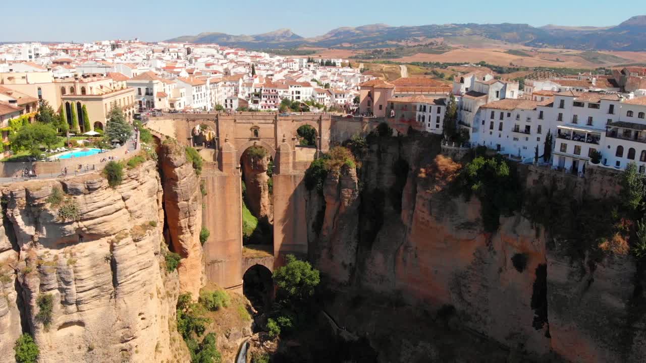 Aerial footage on a beautiful Spanish town - Ronda