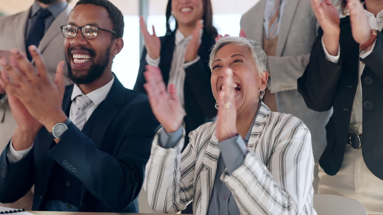 Business people, audience and clapping