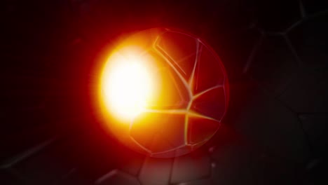 a glowing soccer ball on a dark abstract background