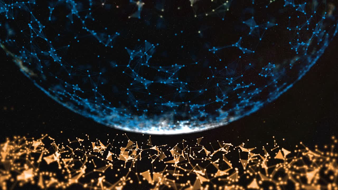 태양 방사선 개념 (solar radiation concept) - 블루 플렉서스 행성에 방사선으로 가득 찬 위험한 광선을 비추는 추상적인 불타는 태양.